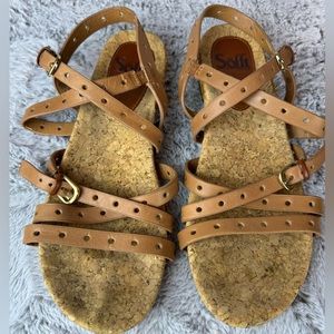 Sofft Womens Malana Leather Strap Comfort Flat Sandals- Sz 8.5